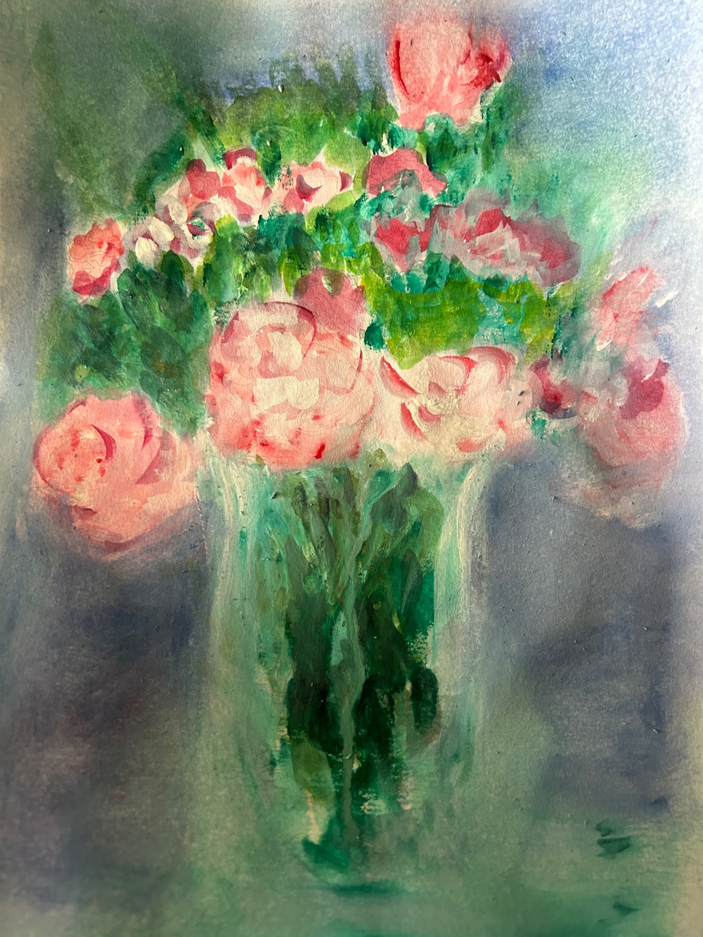 Flowers in a Crystal Vase -water color